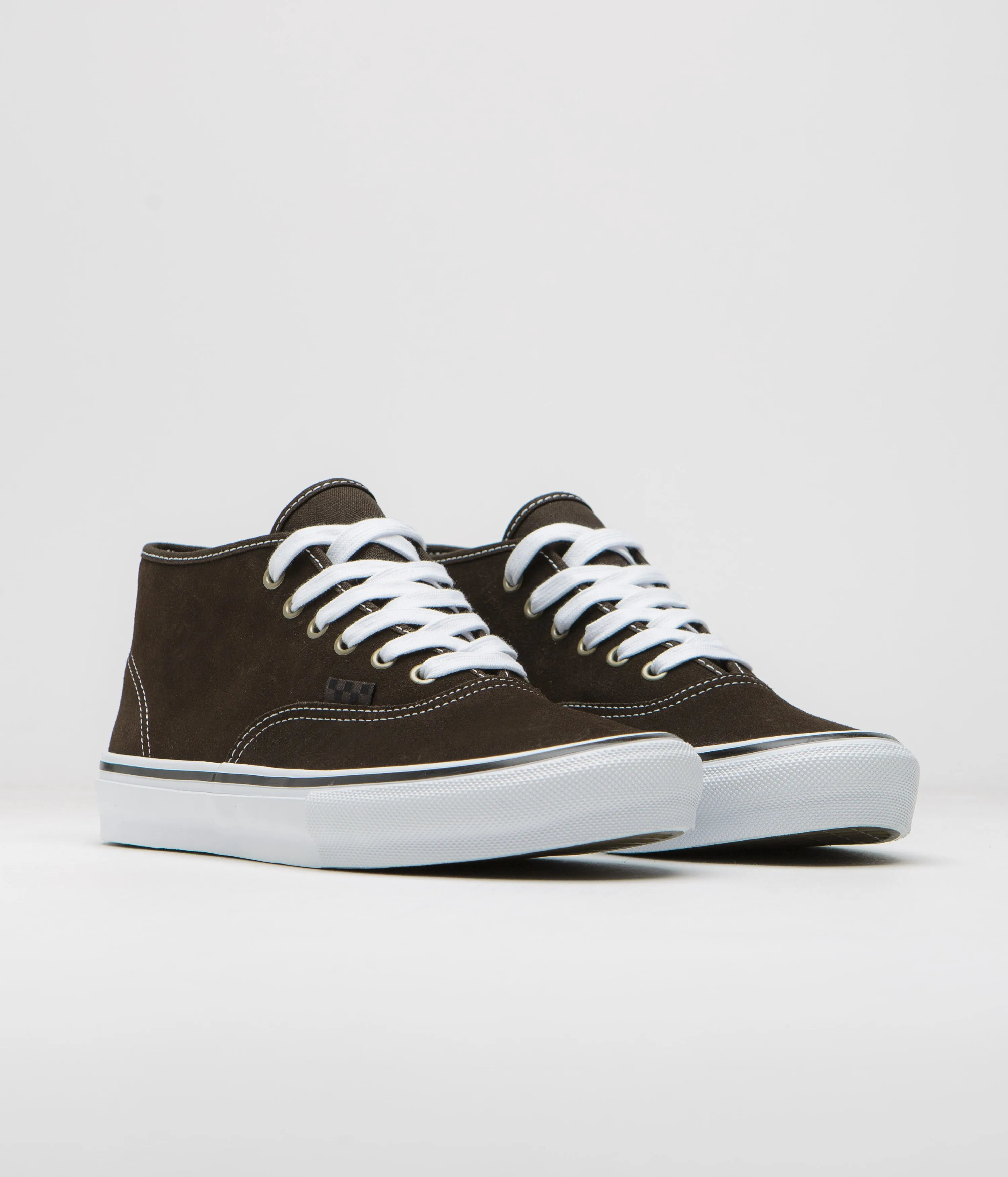 Vans Skate Authentic Mid VCU Shoes - Dark Brown / White