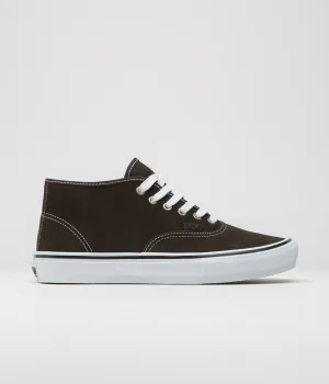 Vans Skate Authentic Mid VCU Shoes - Dark Brown / White