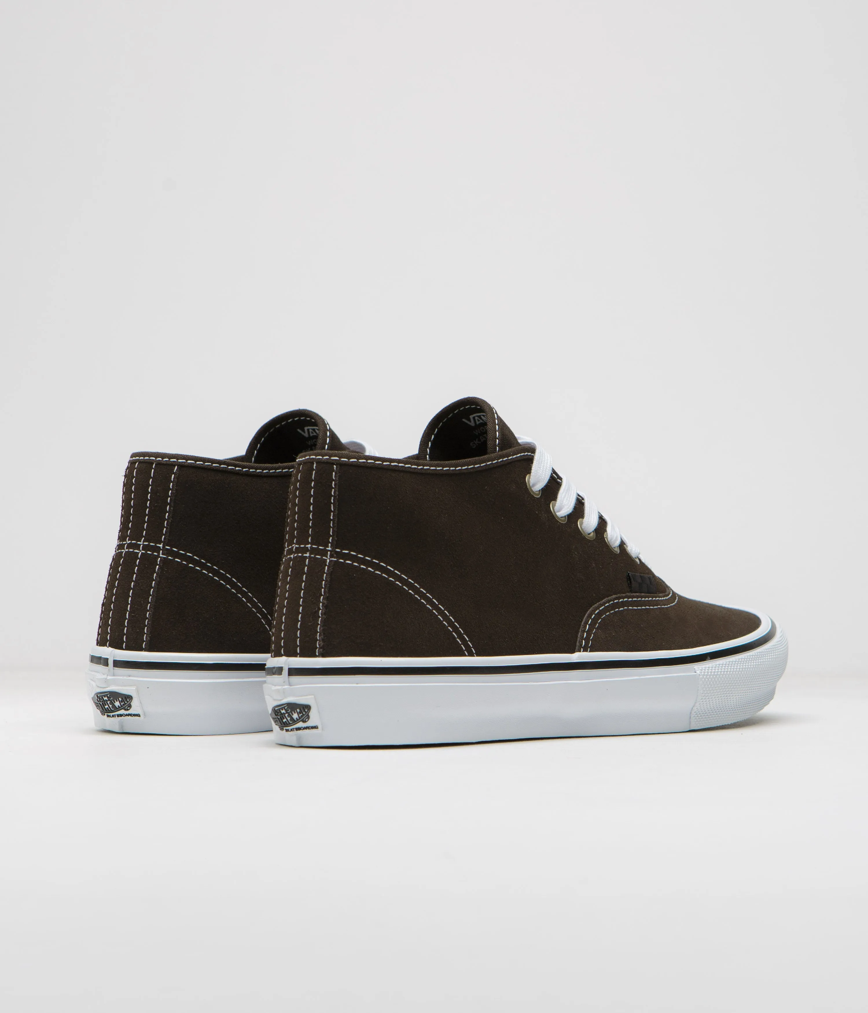 Vans Skate Authentic Mid VCU Shoes - Dark Brown / White