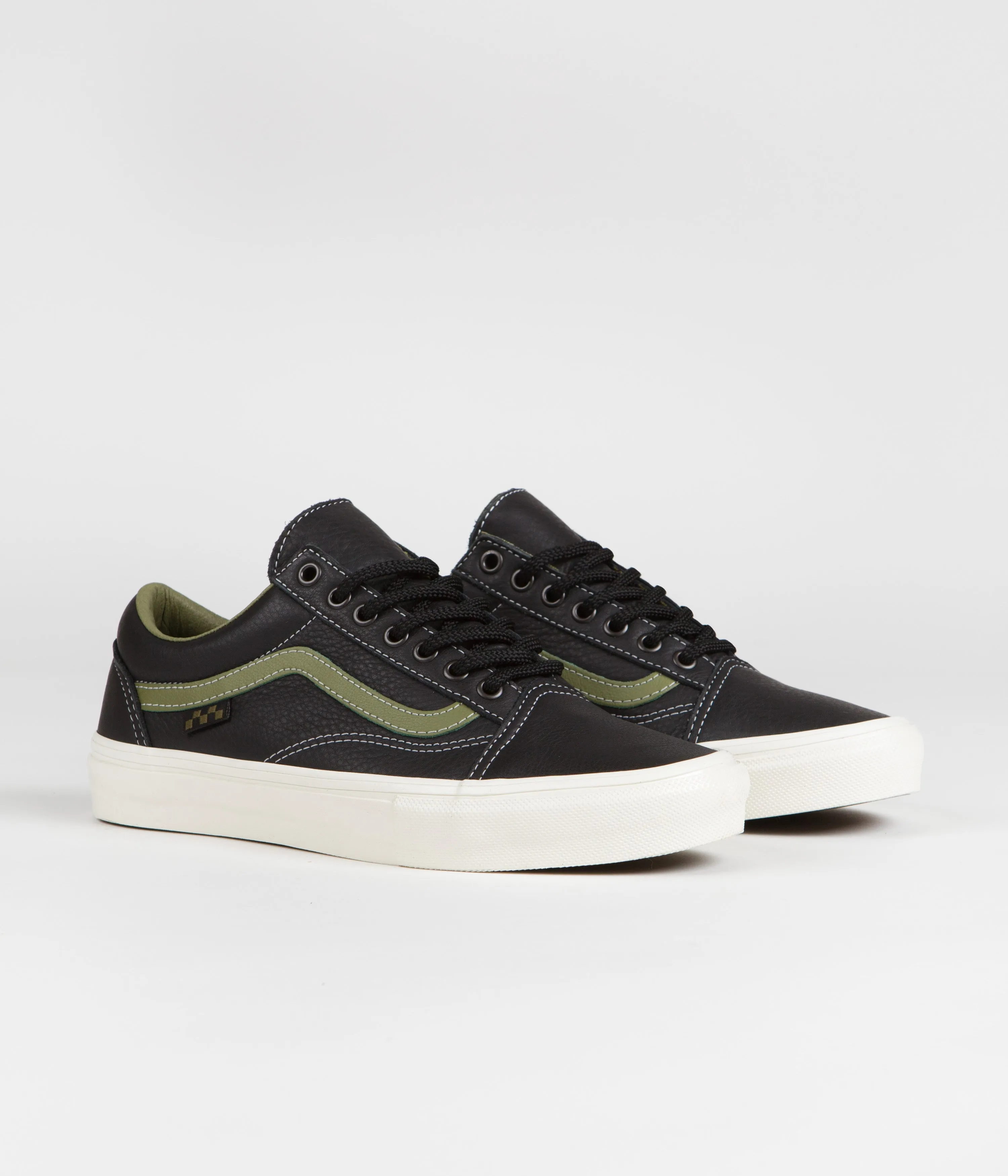 Vans Skate Old Skool Shoes - Butter Leather Black / Green