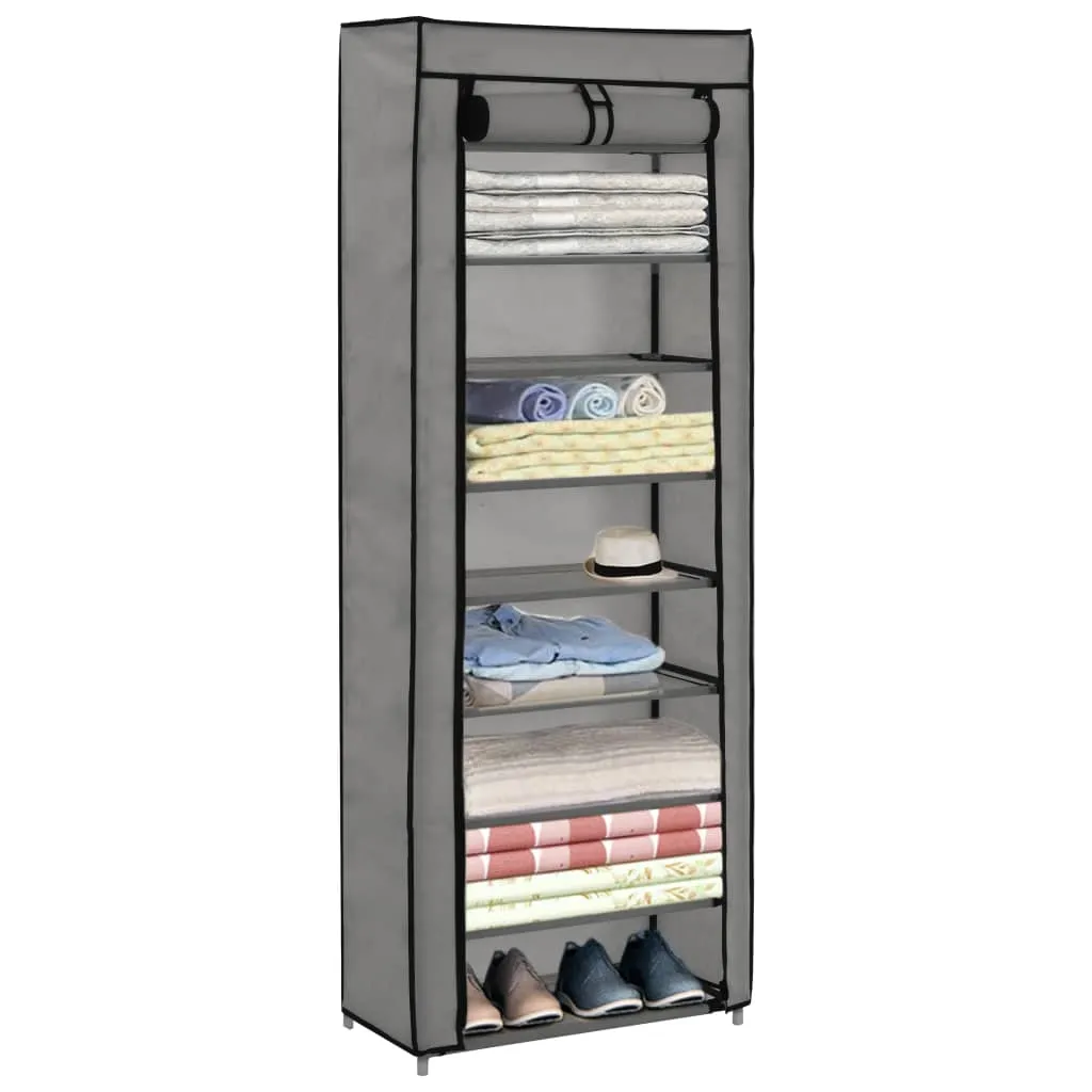 vidaXL Shoe Cabinet with Cover Grey 57x29x162 cm Fabric