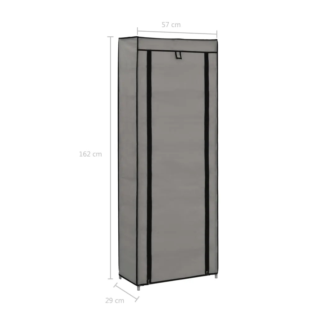 vidaXL Shoe Cabinet with Cover Grey 57x29x162 cm Fabric