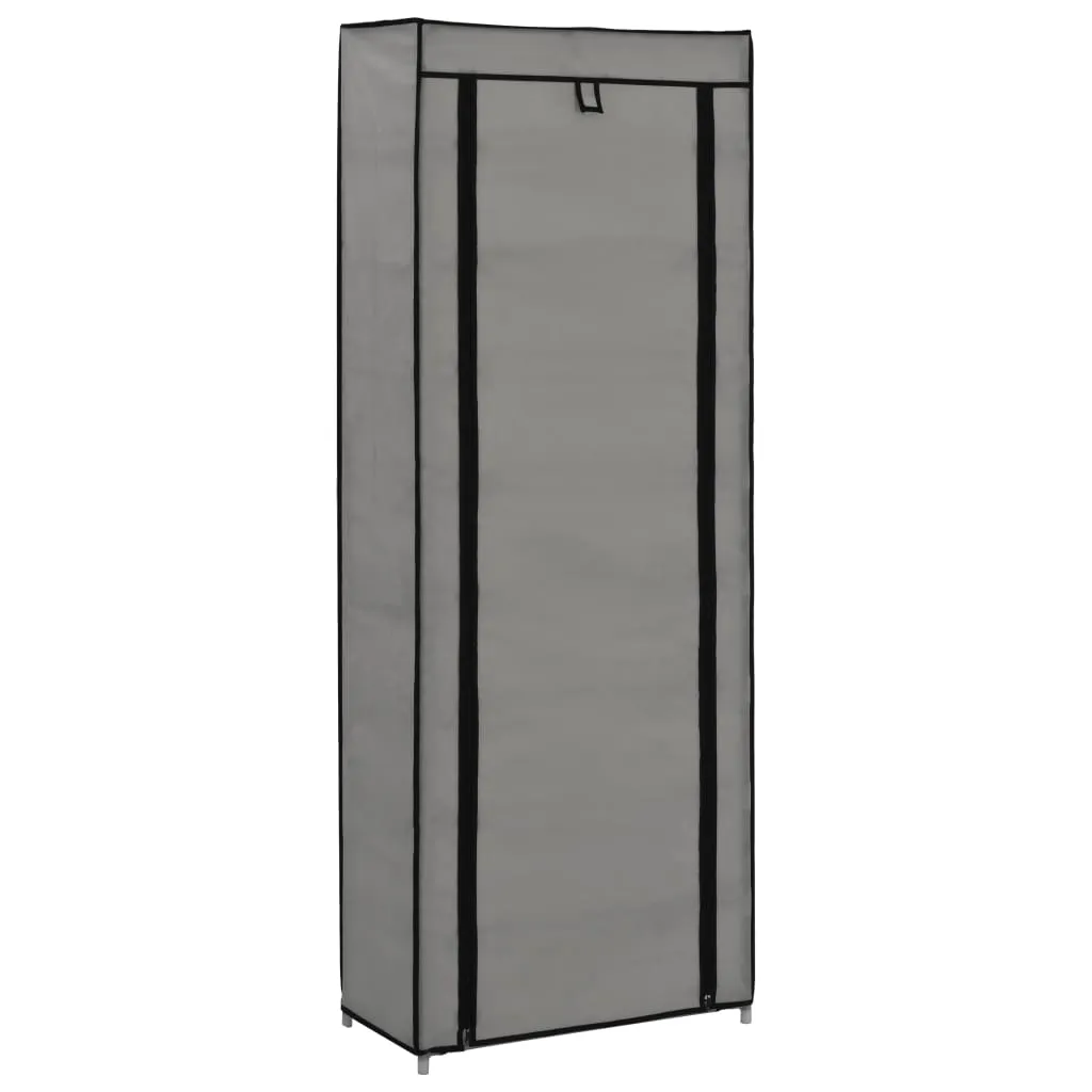 vidaXL Shoe Cabinet with Cover Grey 57x29x162 cm Fabric