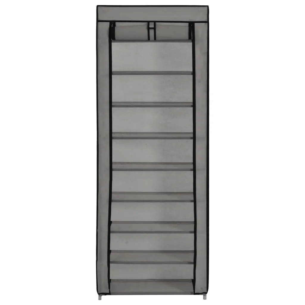 vidaXL Shoe Cabinet with Cover Grey 57x29x162 cm Fabric