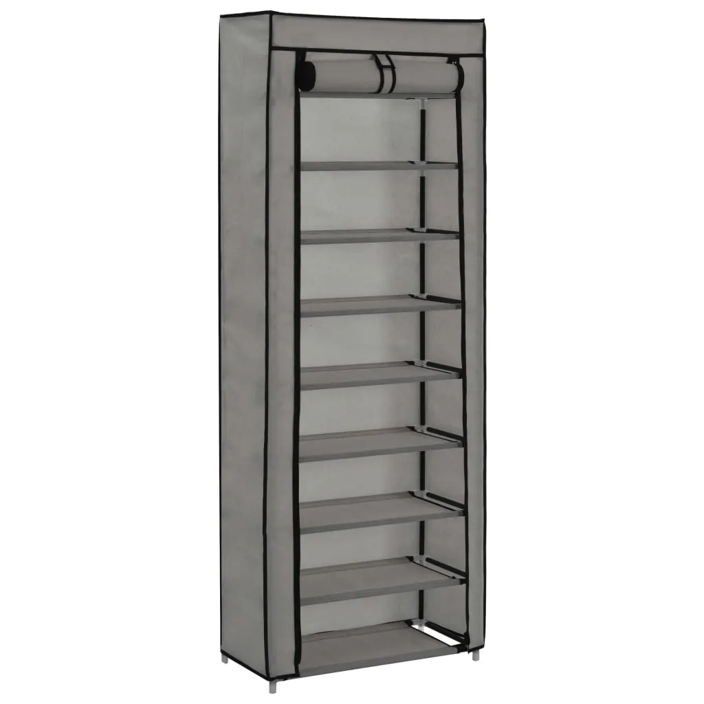 vidaXL Shoe Cabinet with Cover Grey 57x29x162 cm Fabric