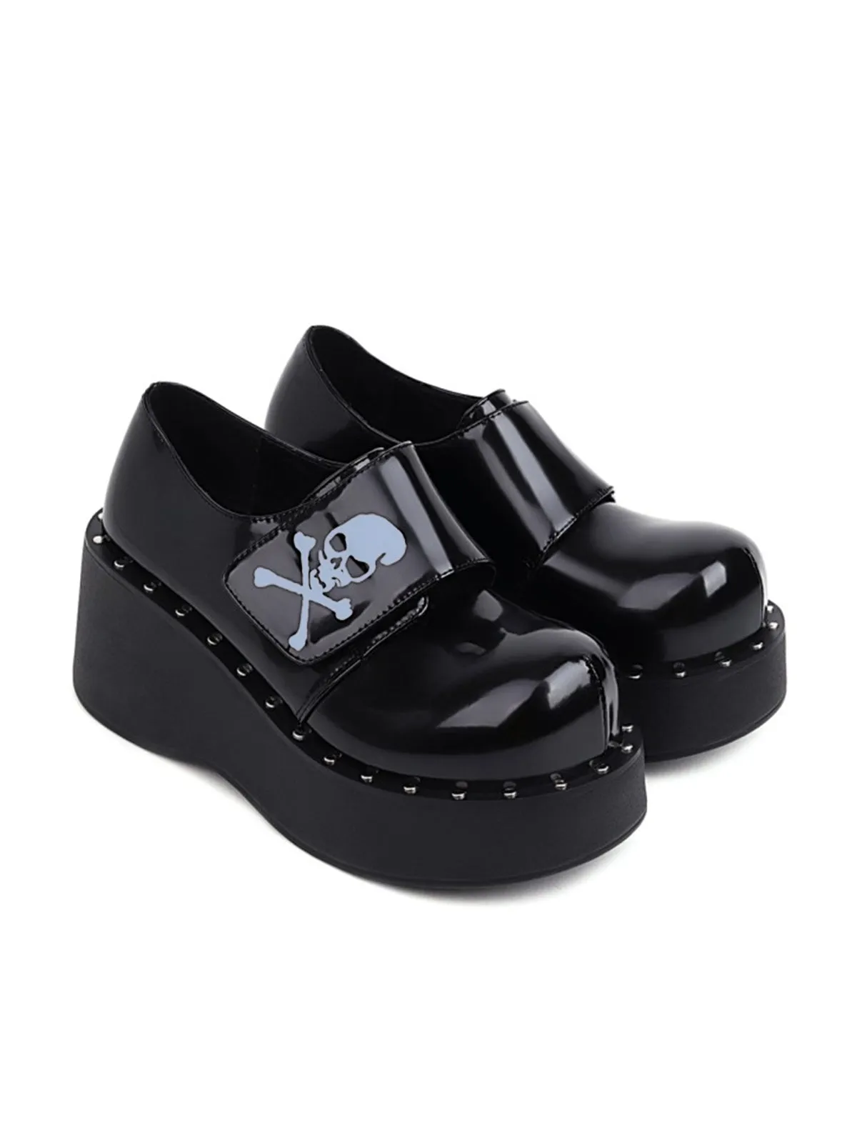 Vintage Black Toxic Skull Platform Shoes