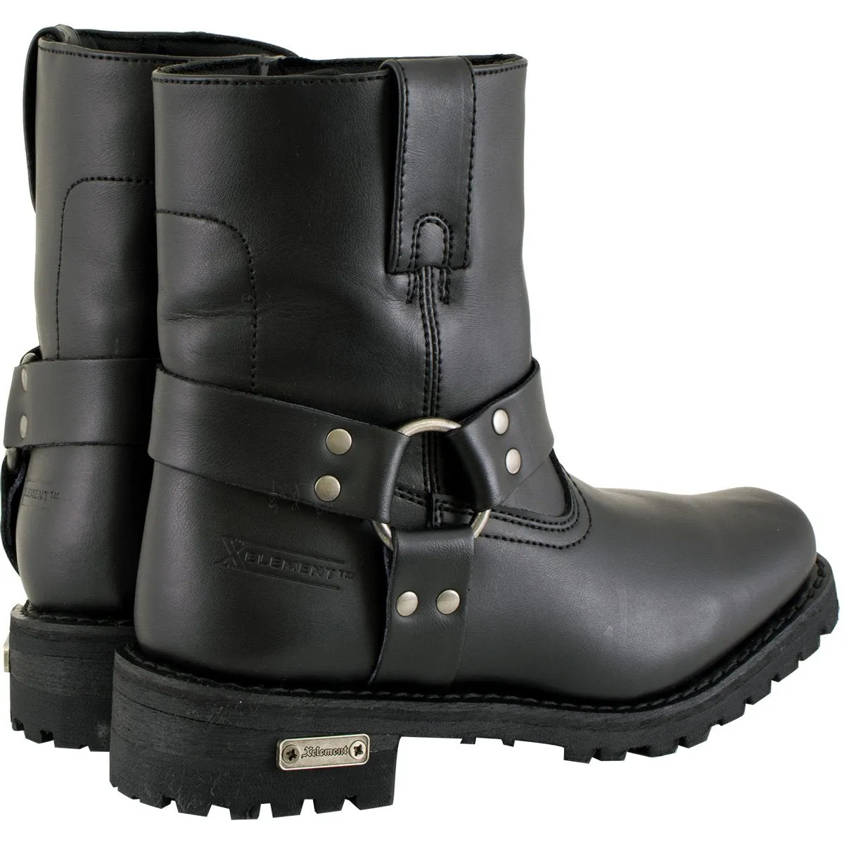 Xelement 2502 'Shorty' Women's Black Zipper Harness Motorcycle Leather Boots