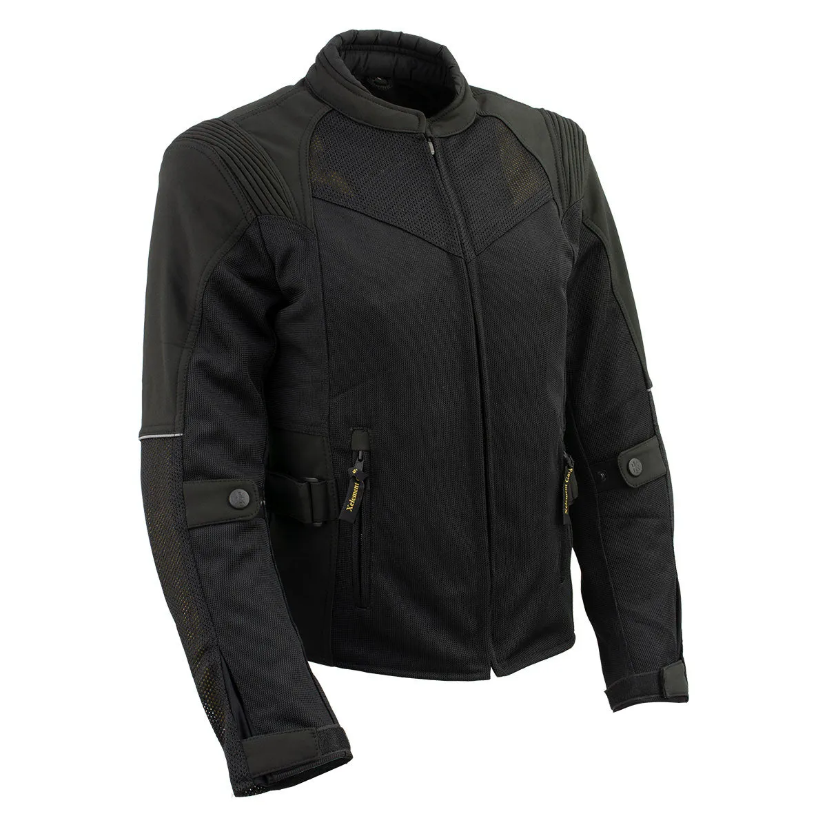 Xelement 'Gold Series' XS22006 Women's 'Be Cool' Black Textile and Soft-Shell Motorcycle Biker Jacket with X-Armor