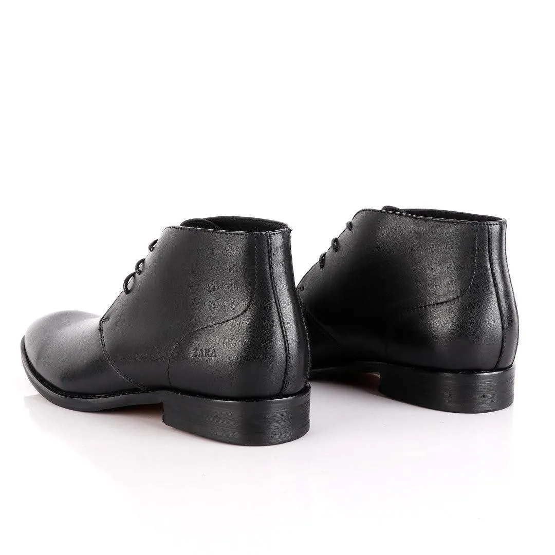 Zara High tops Brogues Lace up Black Leather Chelsea Boot